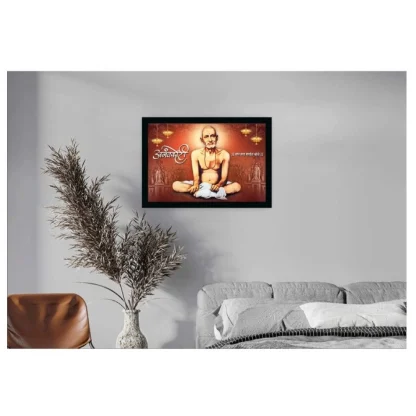 Shri Gajanan Maharaj Painting Vinyl Sparkle Coated with Synthetic Photo Frame (Multicolor) - Image 2