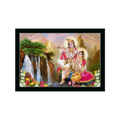 Radha Krishna Painting with Synthetic Photo Frame (Multicolor)