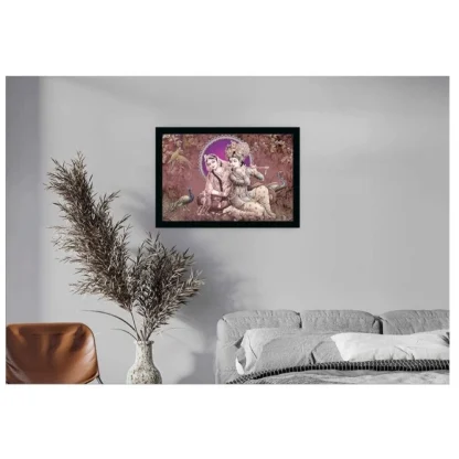 Radha Krishna Painting with Synthetic Photo Frame (Multicolor) - Image 2