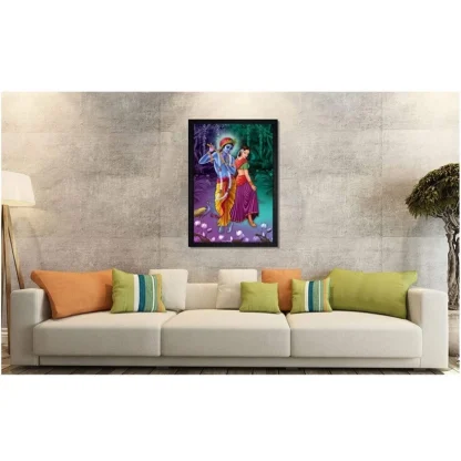 Radha Krishna Painting with Synthetic Photo Frame (Multicolor) - Image 2