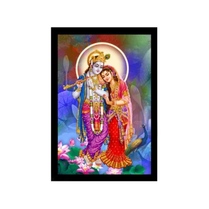 Radha Krishna Painting with Synthetic Photo Frame (Multicolor)