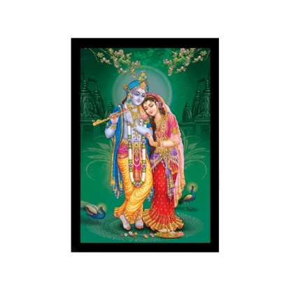 Radha Krishna Painting with Synthetic Photo Frame (Multicolor)