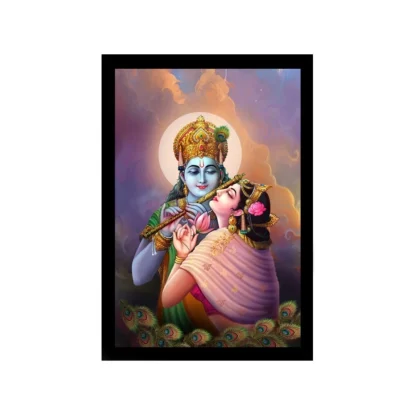 Radha Krishna Painting with Synthetic Photo Frame (Multicolor)