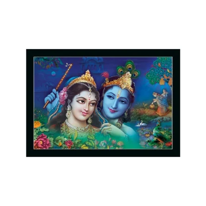 Radha Krishna Painting with Synthetic Photo Frame (Multicolor)