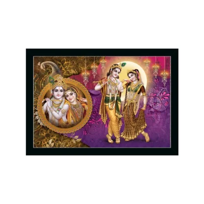 Beautiful Radha Krishna Vinyl Sparkle Coated with Synthetic Photo Frame (Multicolor)