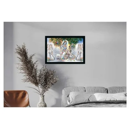 Radha Krishna Painting with Synthetic Photo Frame (Multicolor) - Image 2