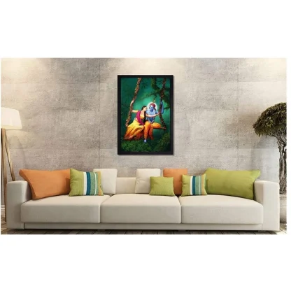 Radha Krishna Painting with Synthetic Photo Frame (Multicolor) - Image 2