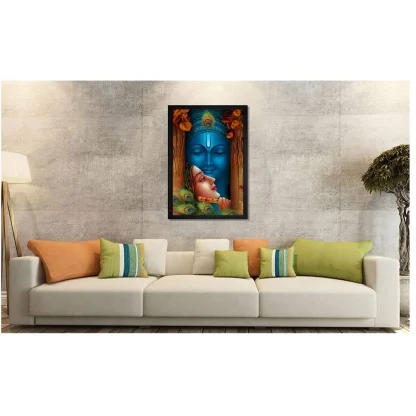 Radha Krishna Painting with Synthetic Photo Frame (Multicolor) - Image 2