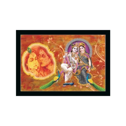 Radha Krishna Painting with Synthetic Photo Frame (Multicolor)