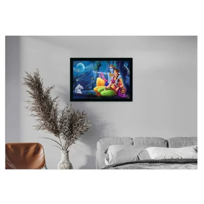 Beautiful Radha Krishna Vinyl Sparkle Coated with Synthetic Photo Frame (Multicolor) - Image 2