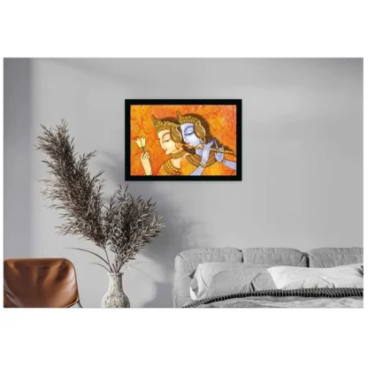 Radha Krishna Painting with Synthetic Photo Frame (Multicolor) - Image 2