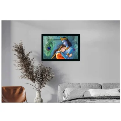 Radha Krishna Painting with Synthetic Photo Frame (Multicolor) - Image 2