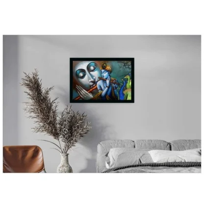 Radha Krishna Painting with Synthetic Photo Frame (Multicolor) - Image 2