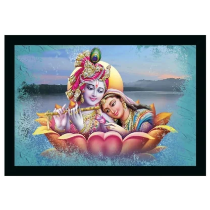 Radha Krishna Painting Vinyl Sparkle Coated with Synthetic Photo Frame (Multicolor)