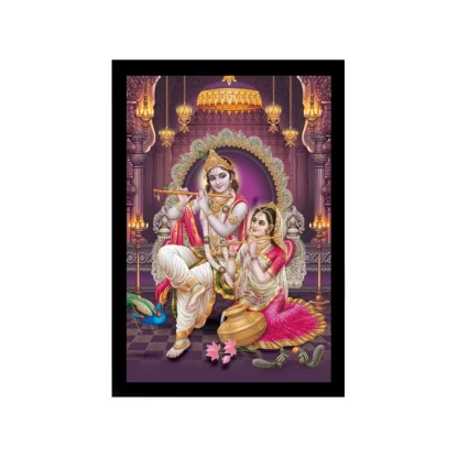 Radha Krishna Painting with Synthetic Photo Frame (Multicolor)