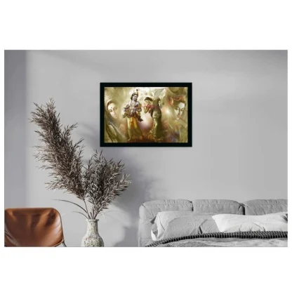 Radha Krishna Painting with Synthetic Photo Frame (Multicolor) - Image 2