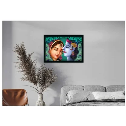 Beautiful Radha Krishna Vinyl Sparkle Coated with Synthetic Photo Frame (Multicolor) - Image 2