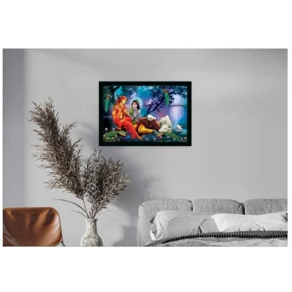 Radha Krishna Painting with Synthetic Photo Frame (Multicolor) - Image 2