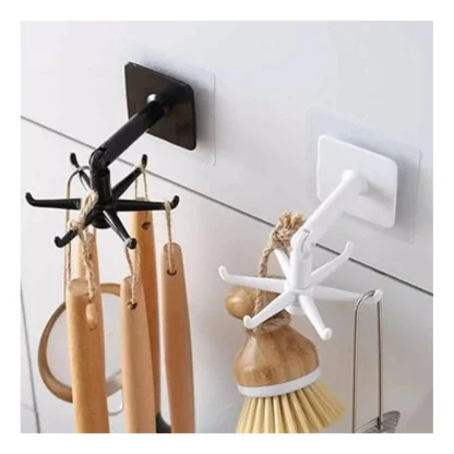 Pack Of_2 360 Degree Rotating Folding Hooks Holder Hanger Rack Wall Mounted (Assorted) - Image 2