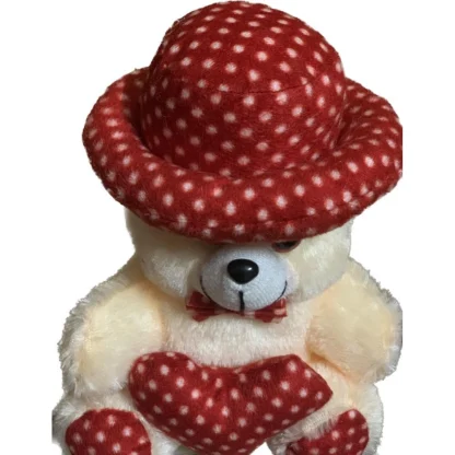 Cap Teddy Bear with Heart (Cream) - Image 2