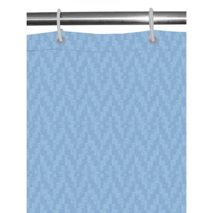 Waves Polyester Plain Shower Curtains with Plastic Eyelets (Light Blue) - Image 4