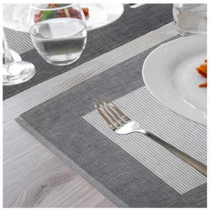 Ribbed Cotton Place Mats Sets (Grey) - Image 3