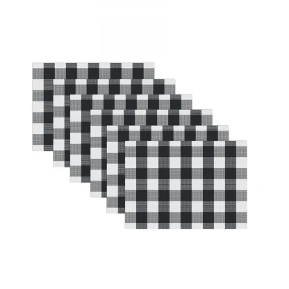 Checked Cotton Place Mats Sets (Black & White) - Image 3