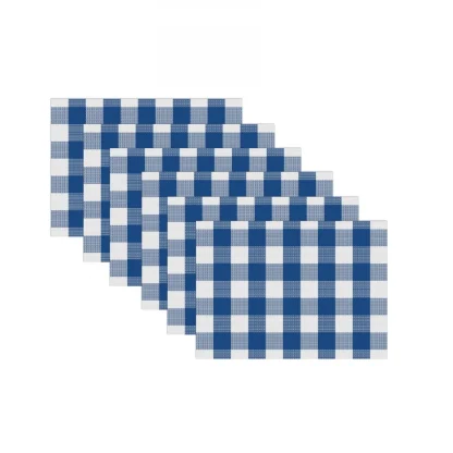 Checked Cotton Place Mats Sets (Royal Blue) - Image 3