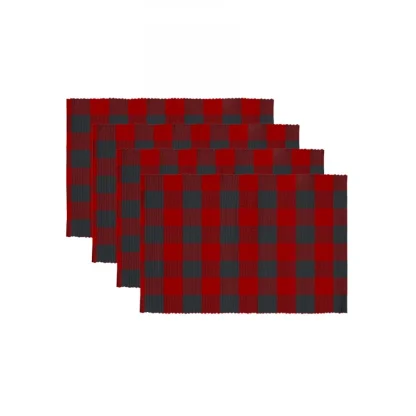 Checked Cotton Place Mats Sets (Red & Black) - Image 3