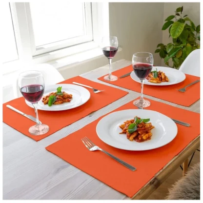 Ribbed Cotton Place Mats Sets (Orange) - Image 6