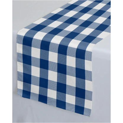 Checked Cotton Table Runners (Royal Blue) - Image 3