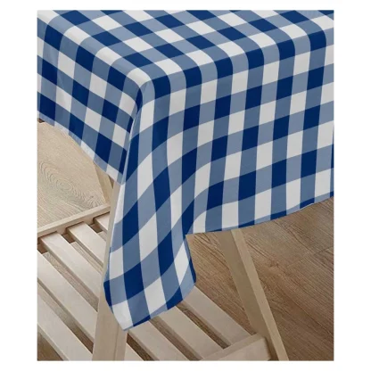 Checked Cotton Checks Table Cloth (Blue) - Image 3