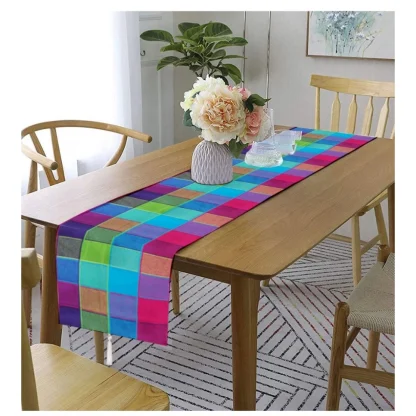 Checked Cotton Table Runners (Multicolor)