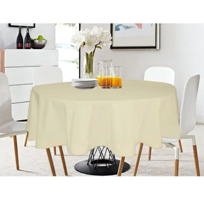 Solid Cotton Plain Table Cloth (Beige)