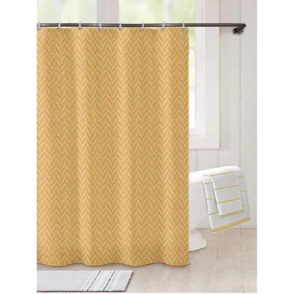 Waves Polyester Plain Shower Curtains with Plastic Eyelets (Beige) - Image 5