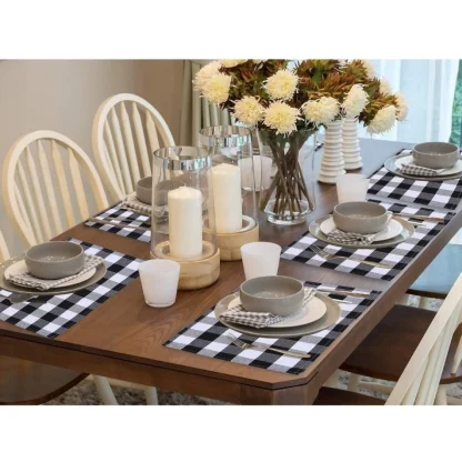 Checked Cotton Place Mats Sets (Black & White) - Image 4