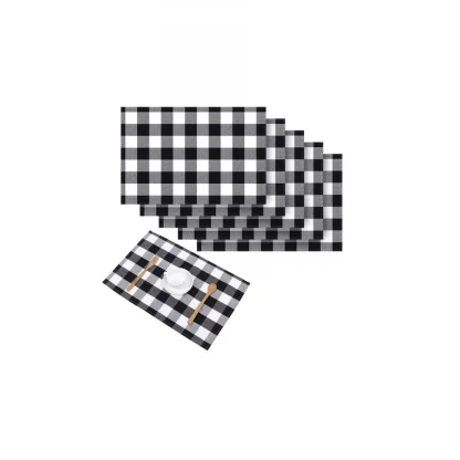 Checked Cotton Place Mats Sets (Black & White)