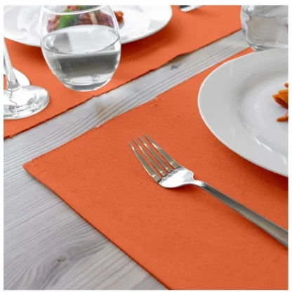 Ribbed Cotton Place Mats Sets (Orange) - Image 4