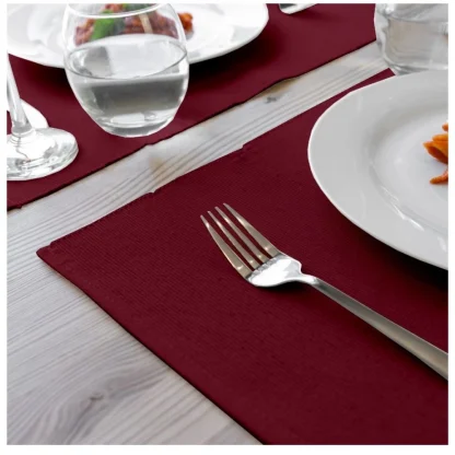 Ribbed Cotton Place Mats Sets (Maroon) - Image 4