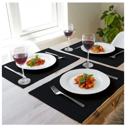 Ribbed Cotton Place Mats Sets (Black) - Image 6