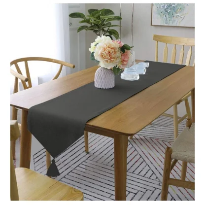 Solid Cotton Table Runners (Dark Grey)