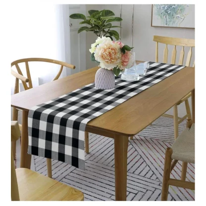 Checked Cotton Table Runners (Black)