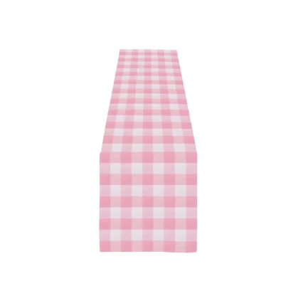 Checked Cotton Table Runners (Baby Pink) - Image 5