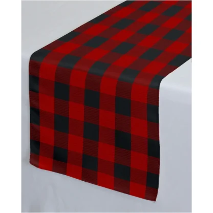 Checked Cotton Table Runners (Red & Black) - Image 5