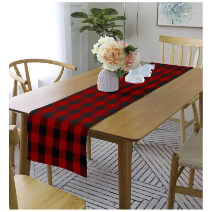 Checked Cotton Table Runners (Red & Black)