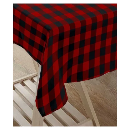 Checked Cotton Checks Table Cloth (Red & Black) - Image 3