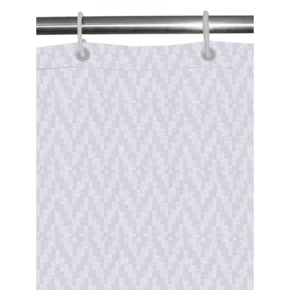 Waves Polyester Plain Shower Curtains with Plastic Eyelets (White) - Image 4