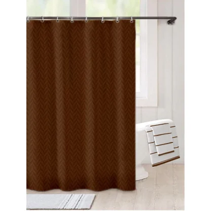 Waves Polyester Plain Shower Curtains with Plastic Eyelets (Dark Brown) - Image 5