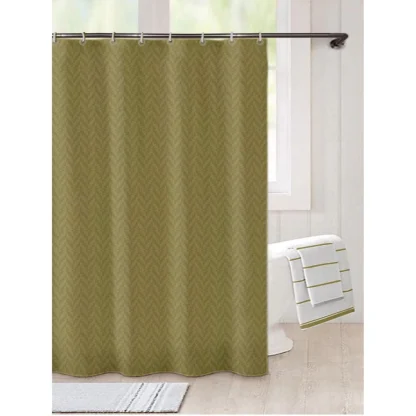 Waves Polyester Plain Shower Curtains with Plastic Eyelets (Light Green) - Image 5