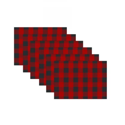 Checked Cotton Place Mats Sets (Red & Black) - Image 3